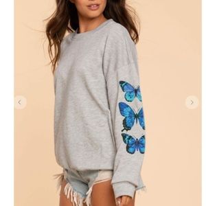 Blue butterfly sweatshirt